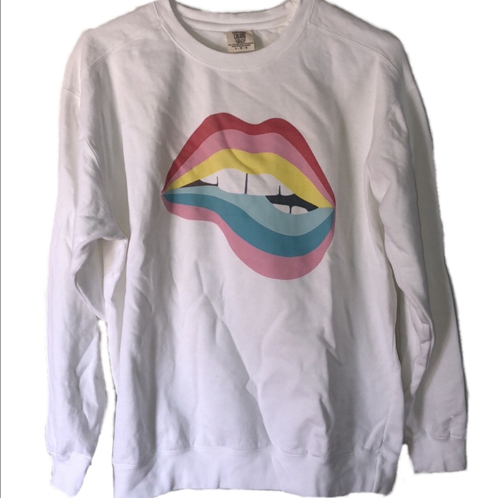 Rainbow Biting lips Sweatshirt- Spot On Lips